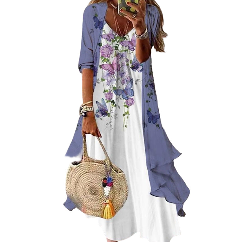 🌸 50% OFF NOW! Women’s Boho Floral Maxi Dress & Cover-Up Set