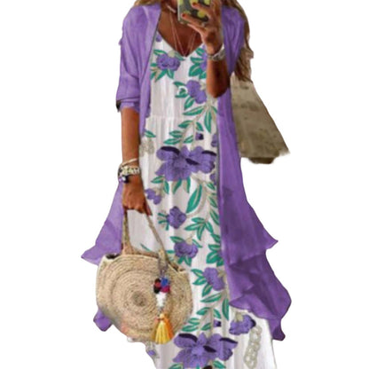 🌸 50% OFF NOW! Women’s Boho Floral Maxi Dress & Cover-Up Set