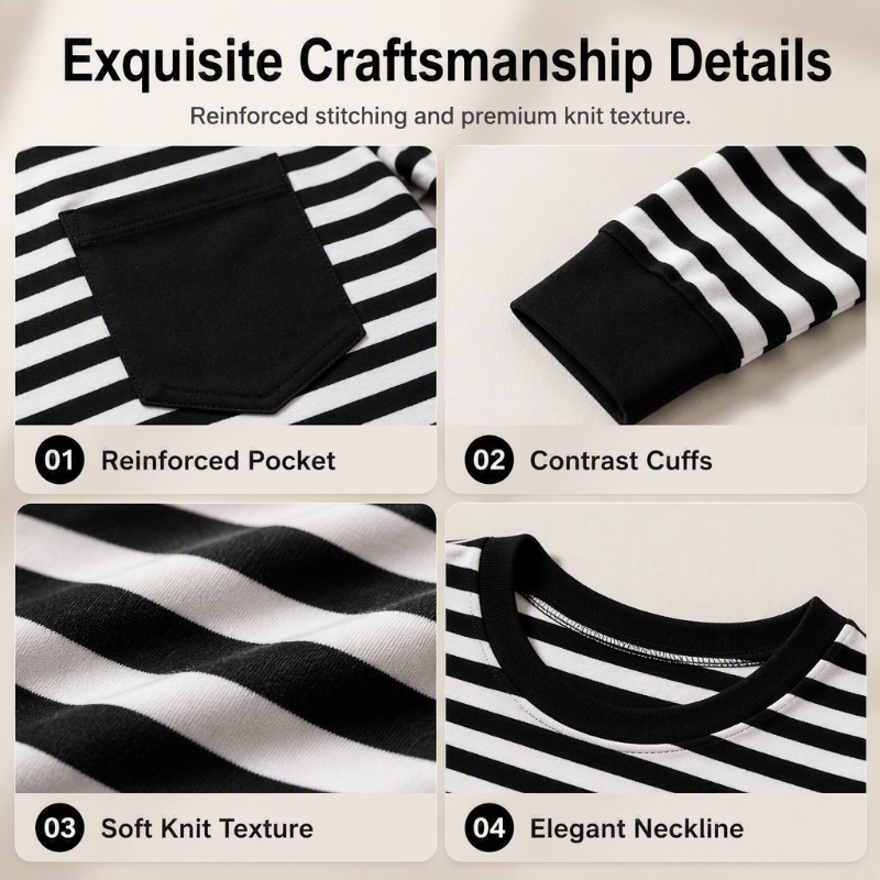 Women's Two-Piece Striped Long Sleeve Top & Pants Set