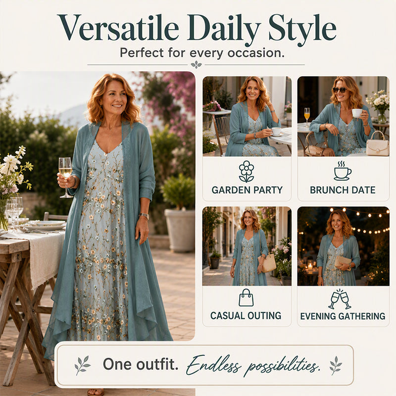 Women's Floral Print Camisole Dress & Cardigan Set