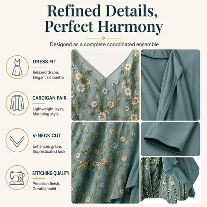 Women's Floral Print Camisole Dress & Cardigan Set