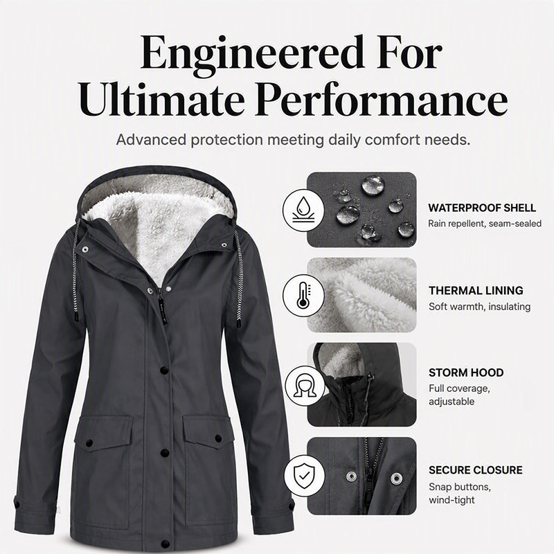 💖LAST DAY SALE 70% OFF🧥Women's Plush-Lined Windproof Hooded Jacket
