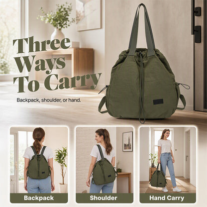 Women's Large Capacity Drawstring Tote Backpack