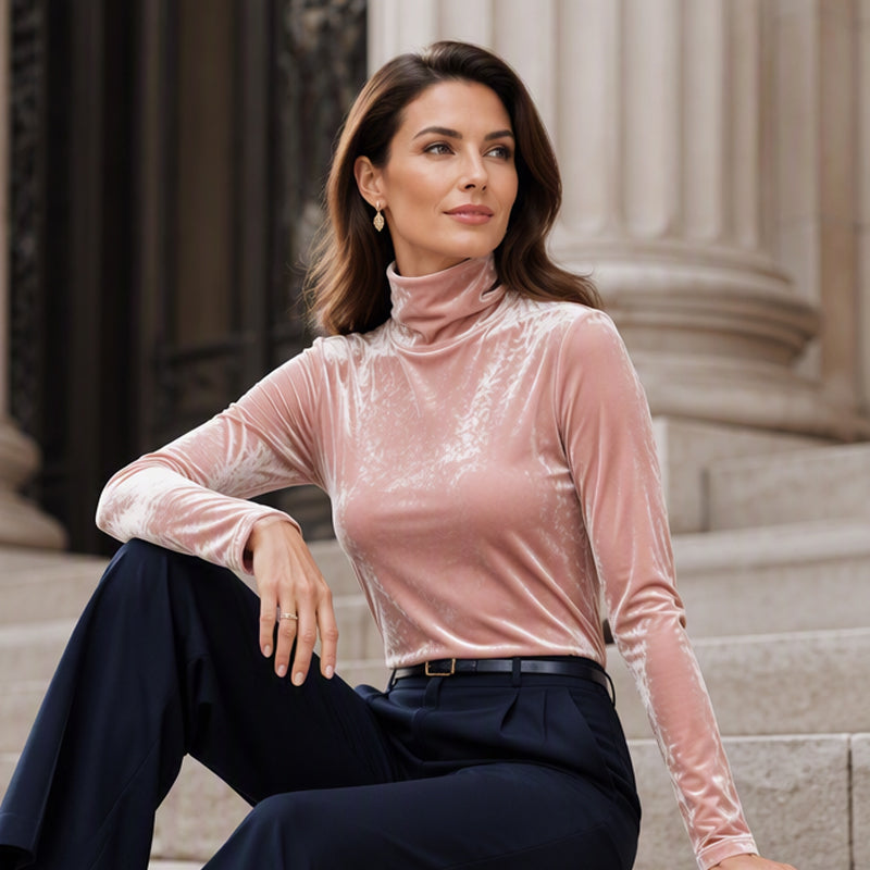 Women's Loose Turtleneck Long Sleeve Top
