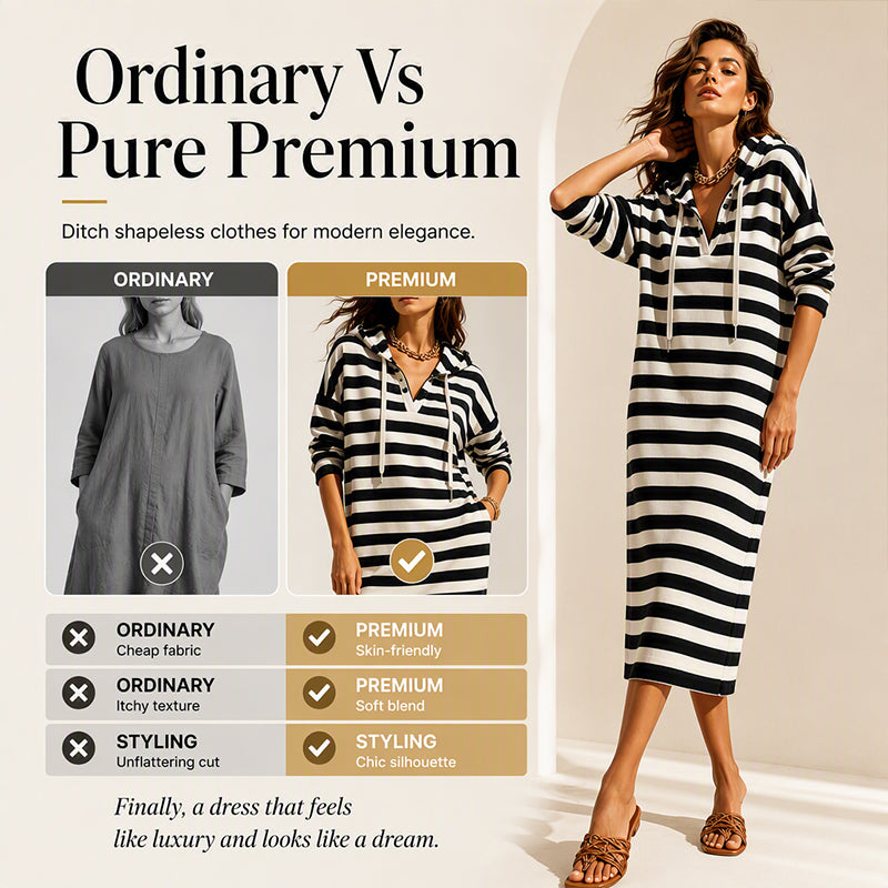 Hot Sale 49% OFF💖Women's Casual Striped Hoodie Dress