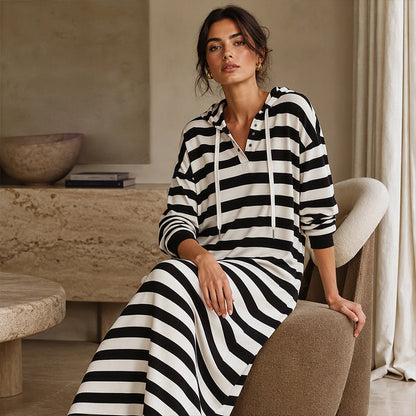 Hot Sale 49% OFF💖Women's Casual Striped Hoodie Dress