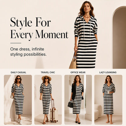 Hot Sale 49% OFF💖Women's Casual Striped Hoodie Dress