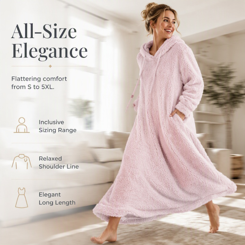 Women’s Casual Plush Hooded Lounge Dress