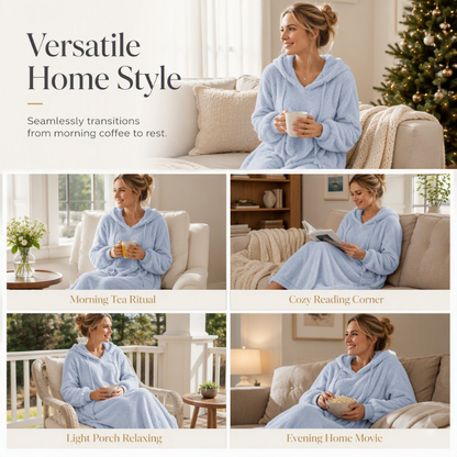 Women’s Casual Plush Hooded Lounge Dress