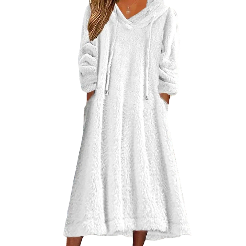 Women’s Casual Plush Hooded Lounge Dress