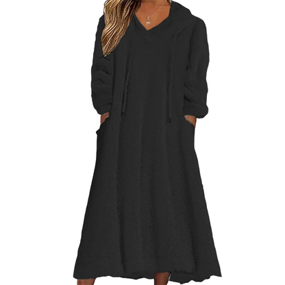 Women’s Casual Plush Hooded Lounge Dress