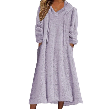 Women’s Casual Plush Hooded Lounge Dress