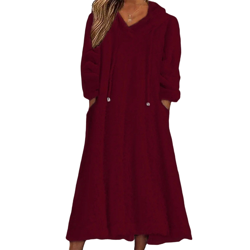 Women’s Casual Plush Hooded Lounge Dress