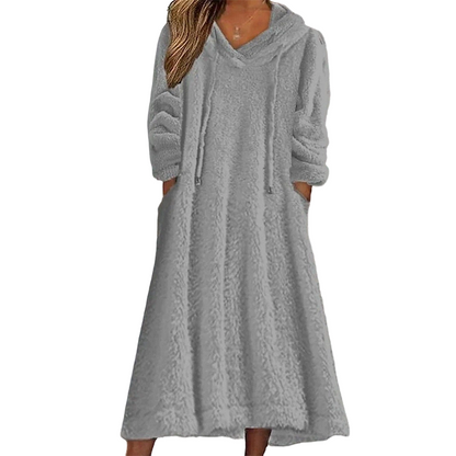 Women’s Casual Plush Hooded Lounge Dress