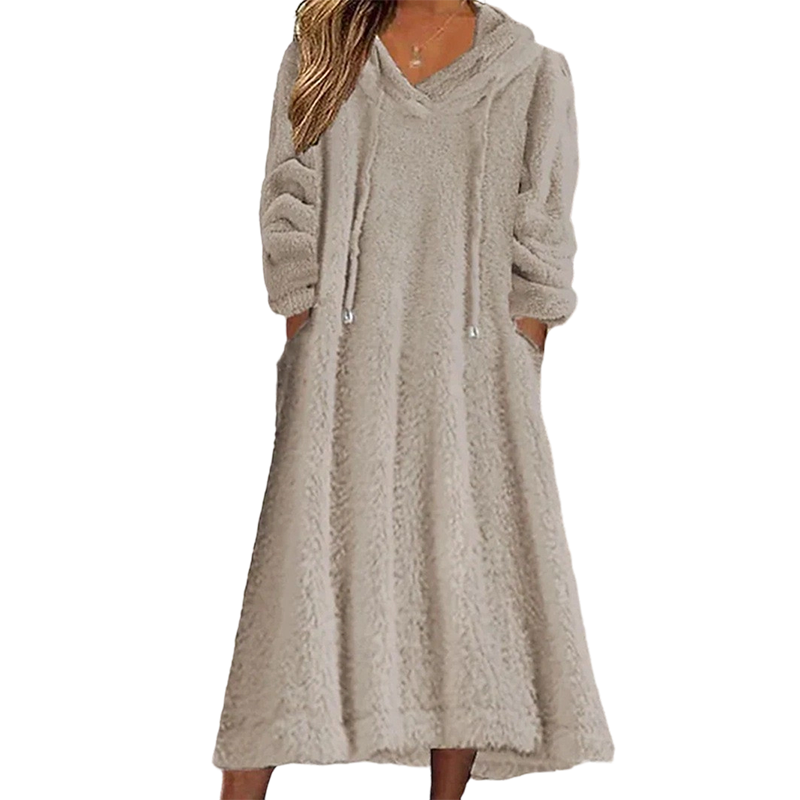 Women’s Casual Plush Hooded Lounge Dress