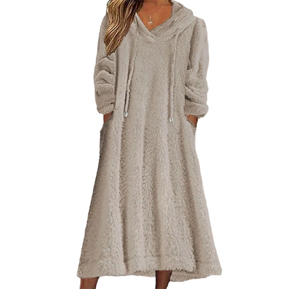 Women’s Casual Plush Hooded Lounge Dress