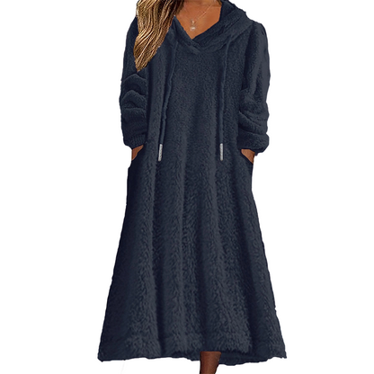 Women’s Casual Plush Hooded Lounge Dress