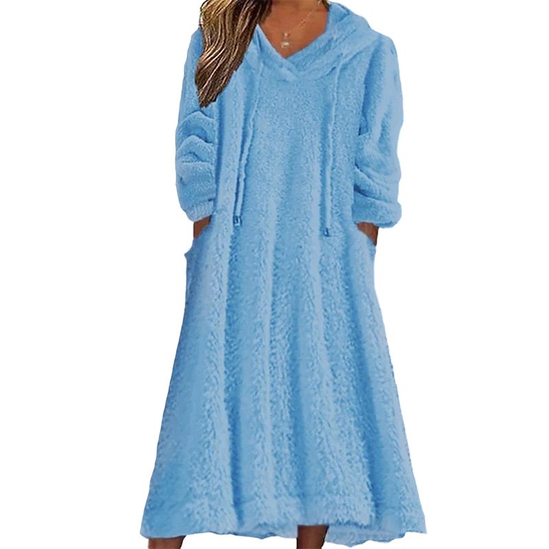 Women’s Casual Plush Hooded Lounge Dress
