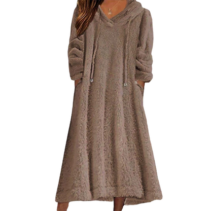 Women’s Casual Plush Hooded Lounge Dress