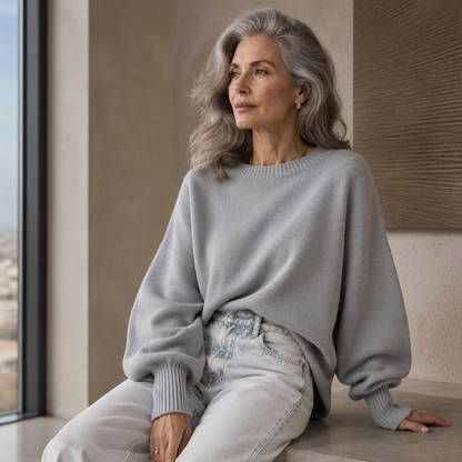 Women's Plus Size Crew Neck Pullover Sweater