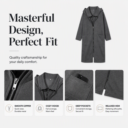 ⌛Limited-Time Offer-Women's Hooded Mid-Length Jacket with 2 Zippers