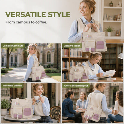 ✨Large Capacity Multi-Pocket Canvas Tote Bag