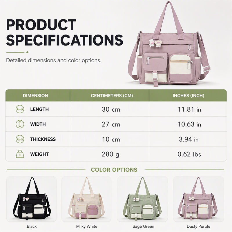 ✨Large Capacity Multi-Pocket Canvas Tote Bag