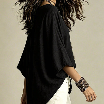 Women's Effortless Draped V-Neck Blouse