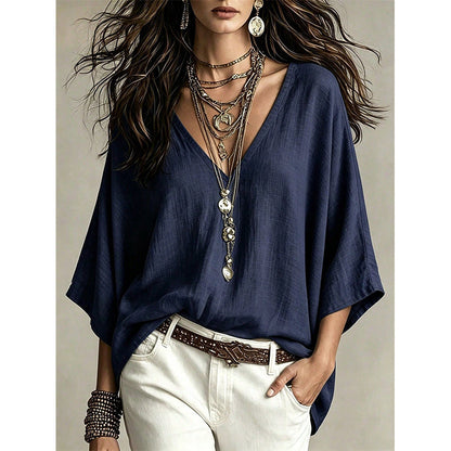 Women's Effortless Draped V-Neck Blouse
