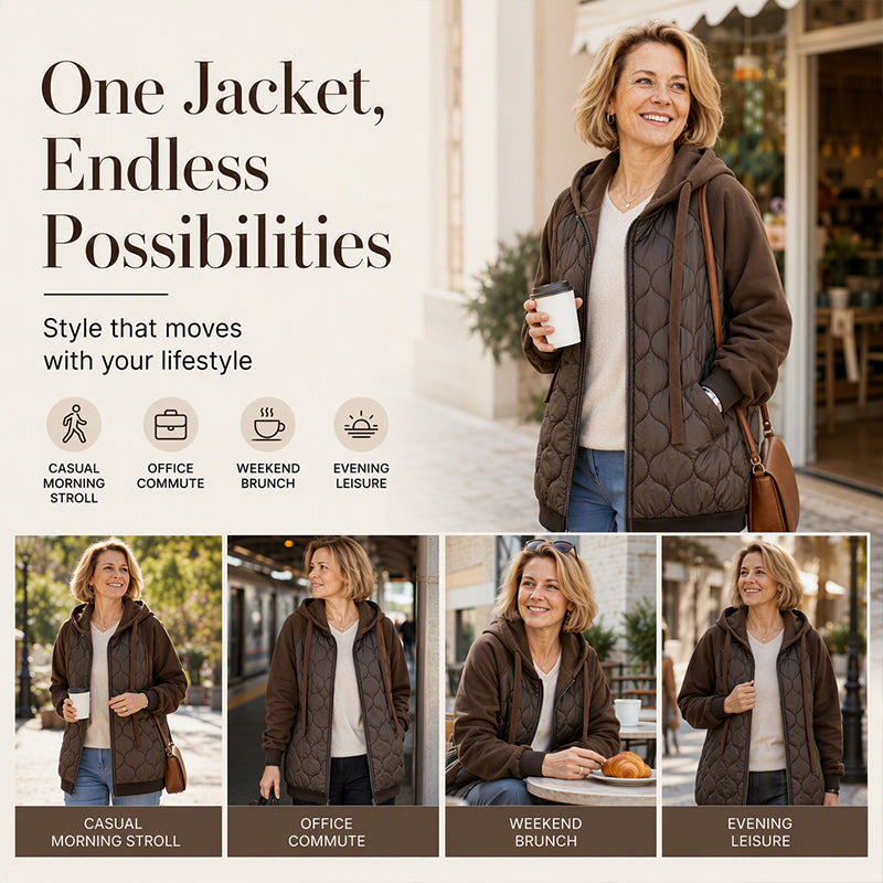 Women's Quilted Hooded Spliced Jacket