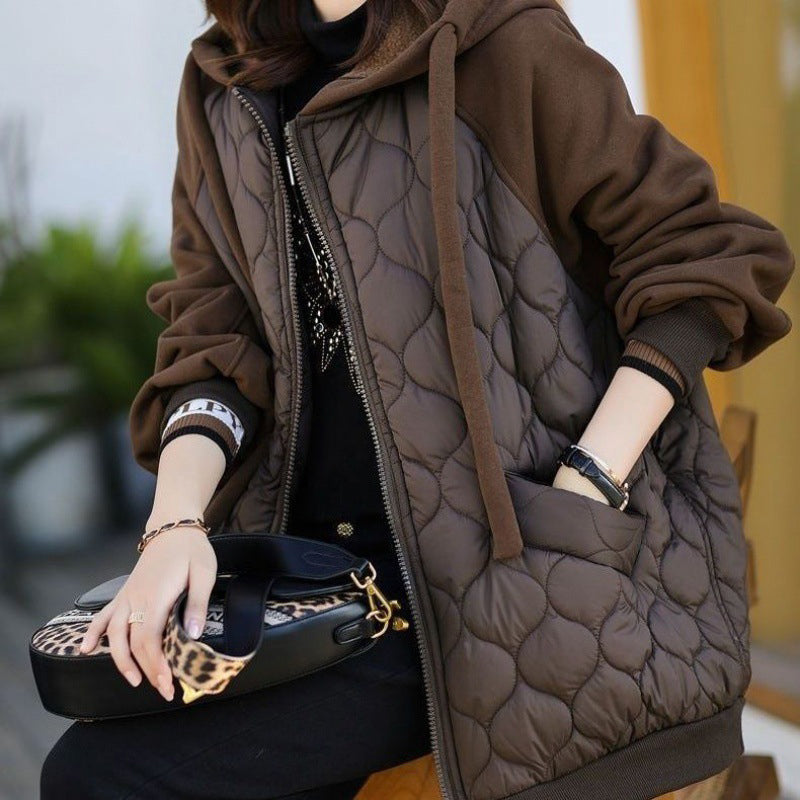 Women's Quilted Hooded Spliced Jacket