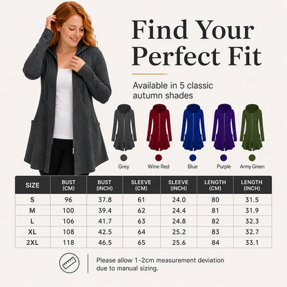 Women's Mid-Length Zip-Up Hooded Jacket