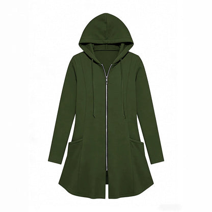 Women's Mid-Length Zip-Up Hooded Jacket