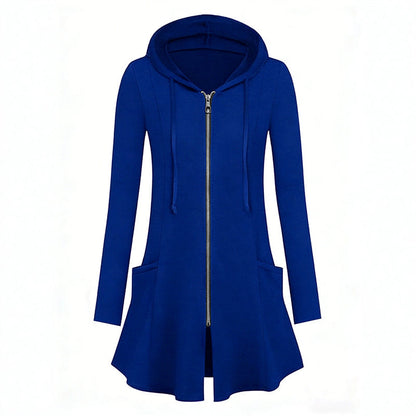 Women's Mid-Length Zip-Up Hooded Jacket