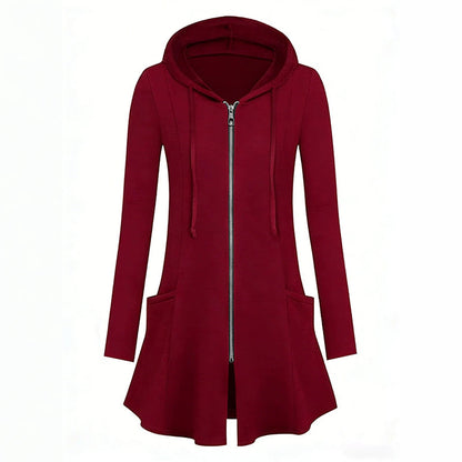 Women's Mid-Length Zip-Up Hooded Jacket