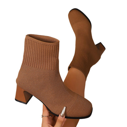 Elastic Knit Sock Boots for Women