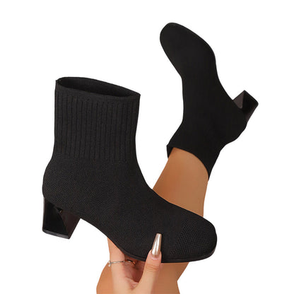 Elastic Knit Sock Boots for Women