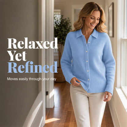 Women's Lapel Collar Button Knit Sweater