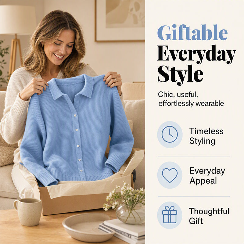 Women's Lapel Collar Button Knit Sweater