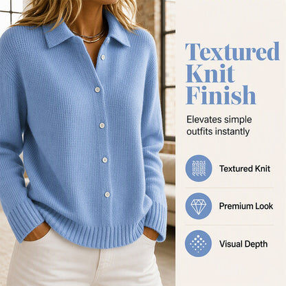 Women's Lapel Collar Button Knit Sweater