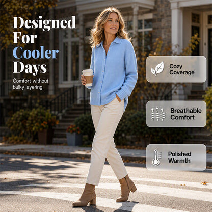 Women's Lapel Collar Button Knit Sweater