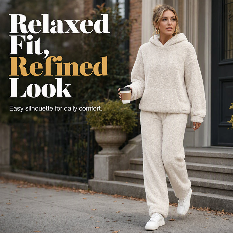 🔥Hot Sale-50% OFF🌸Women’s Plush Hooded Sweatshirt & Pants 2-Piece Set