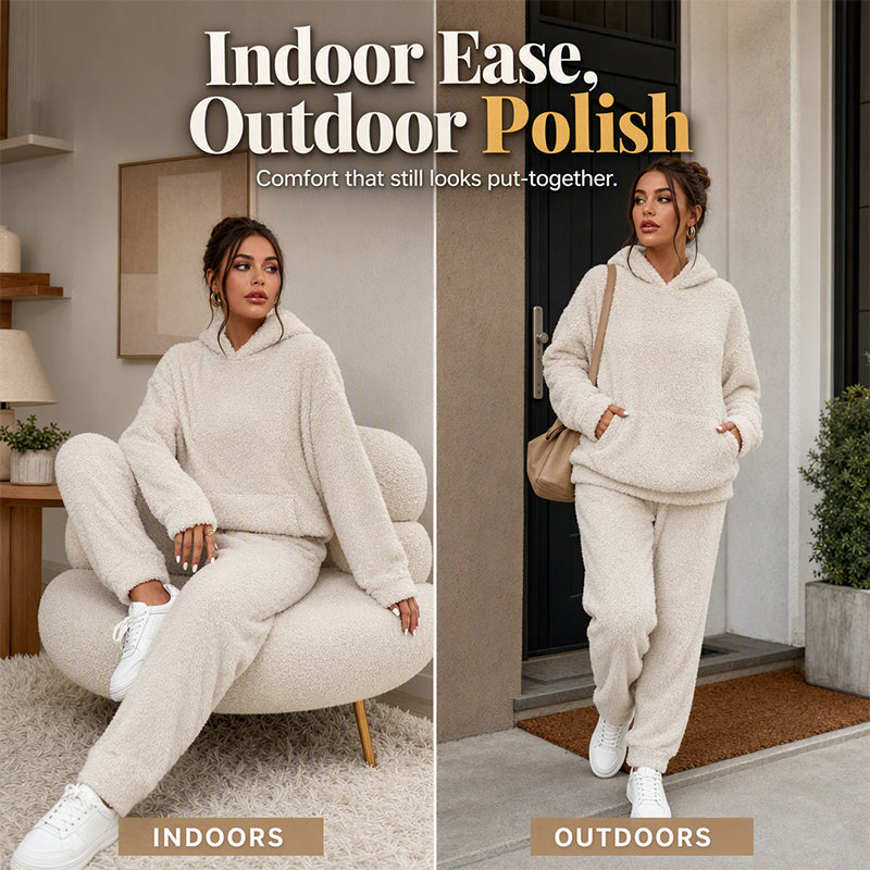 🔥Hot Sale-50% OFF🌸Women’s Plush Hooded Sweatshirt & Pants 2-Piece Set