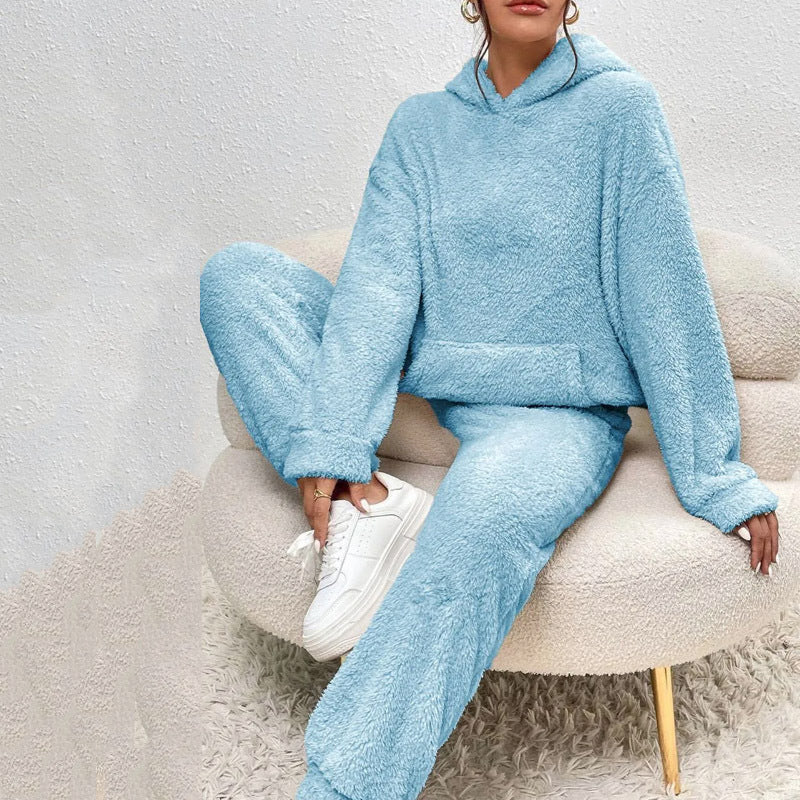 🔥Hot Sale-50% OFF🌸Women’s Plush Hooded Sweatshirt & Pants 2-Piece Set