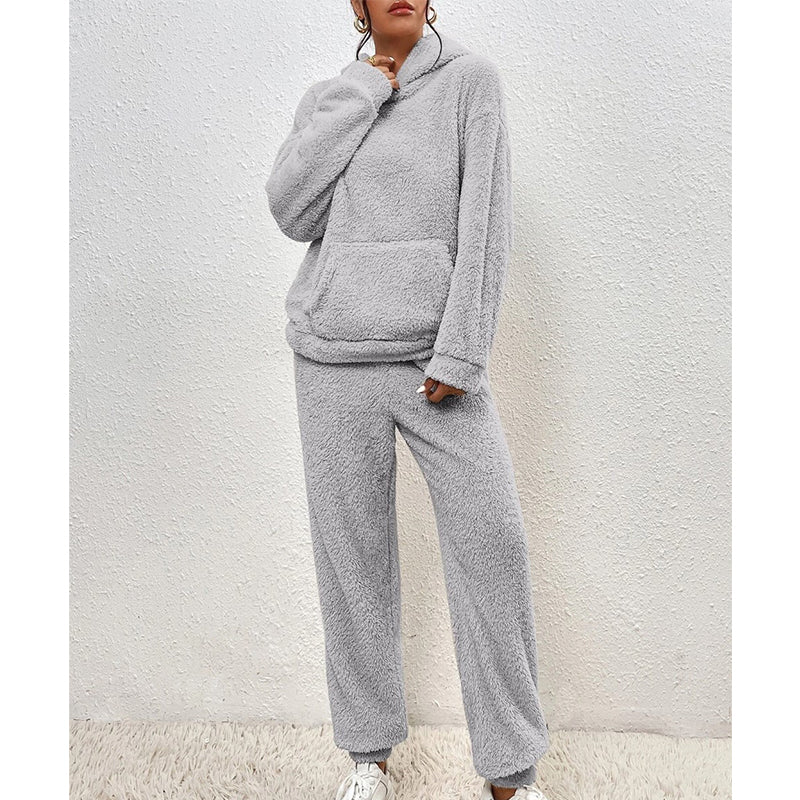 🔥Hot Sale-50% OFF🌸Women’s Plush Hooded Sweatshirt & Pants 2-Piece Set
