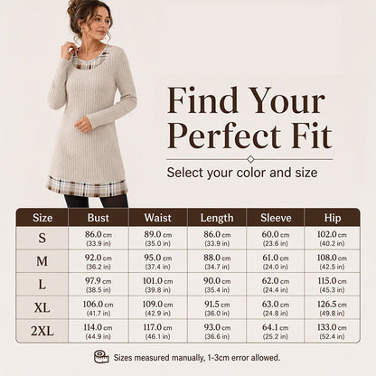 Hot Sale 50% OFF💖Women's Casual Plaid Patchwork Knit Dress