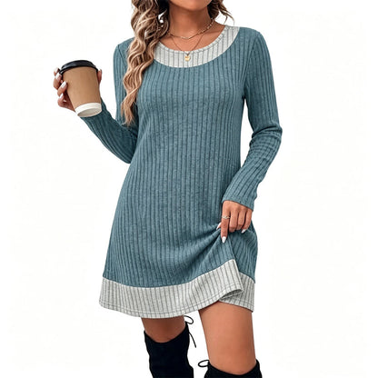 Hot Sale 50% OFF💖Women's Casual Plaid Patchwork Knit Dress