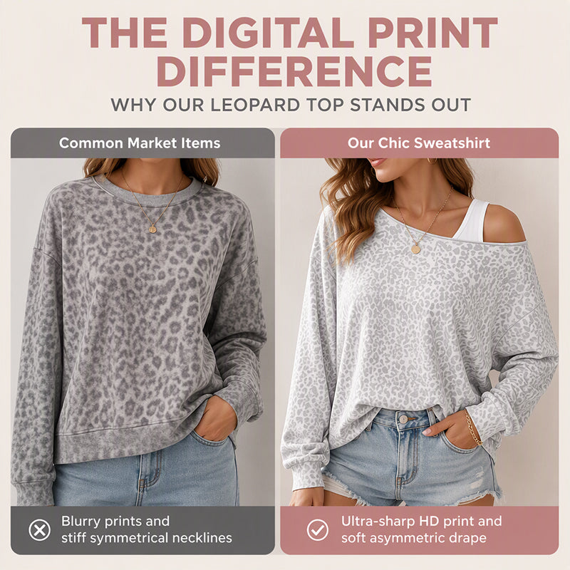🔥50% OFF NOW!Women's Chic Asymmetric Leopard Print Top