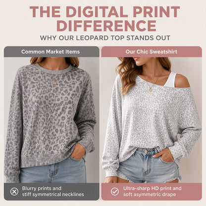 🔥50% OFF NOW!Women's Chic Asymmetric Leopard Print Top