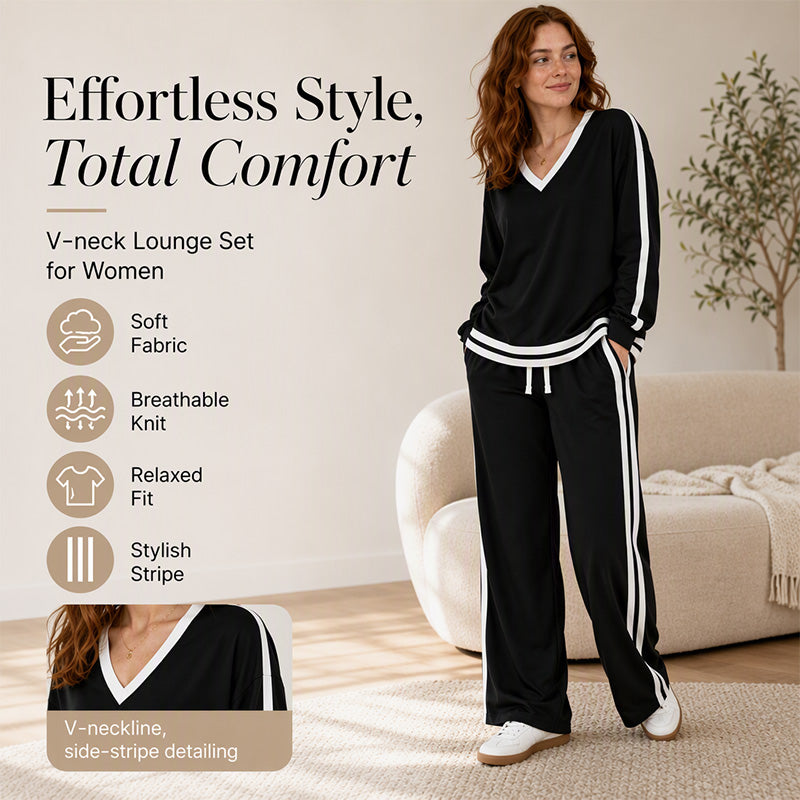 Hot Sale 50% OFF💖Women's V-Neck Pullover & Wide-Leg Pants Set